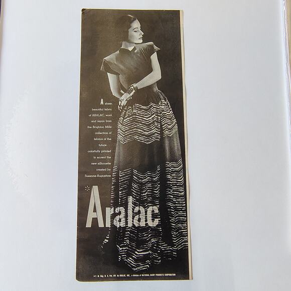 1946 Aralac Fashion Print Ad Zigzag Skirt Model Pose Midcentury Style Ephemera - Picture 8 of 9